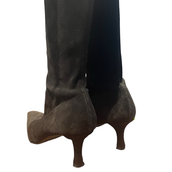 Stuart Weitzman Suede Pull On Black Knee High Boots Size 9 - Picture 4 of 6